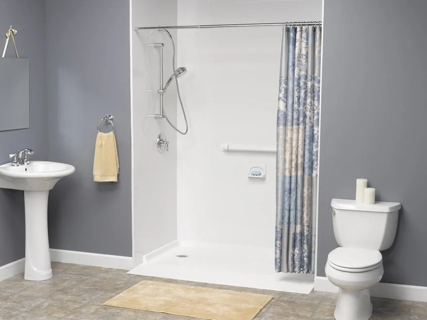 Tub-to-shower conversion with safety features
